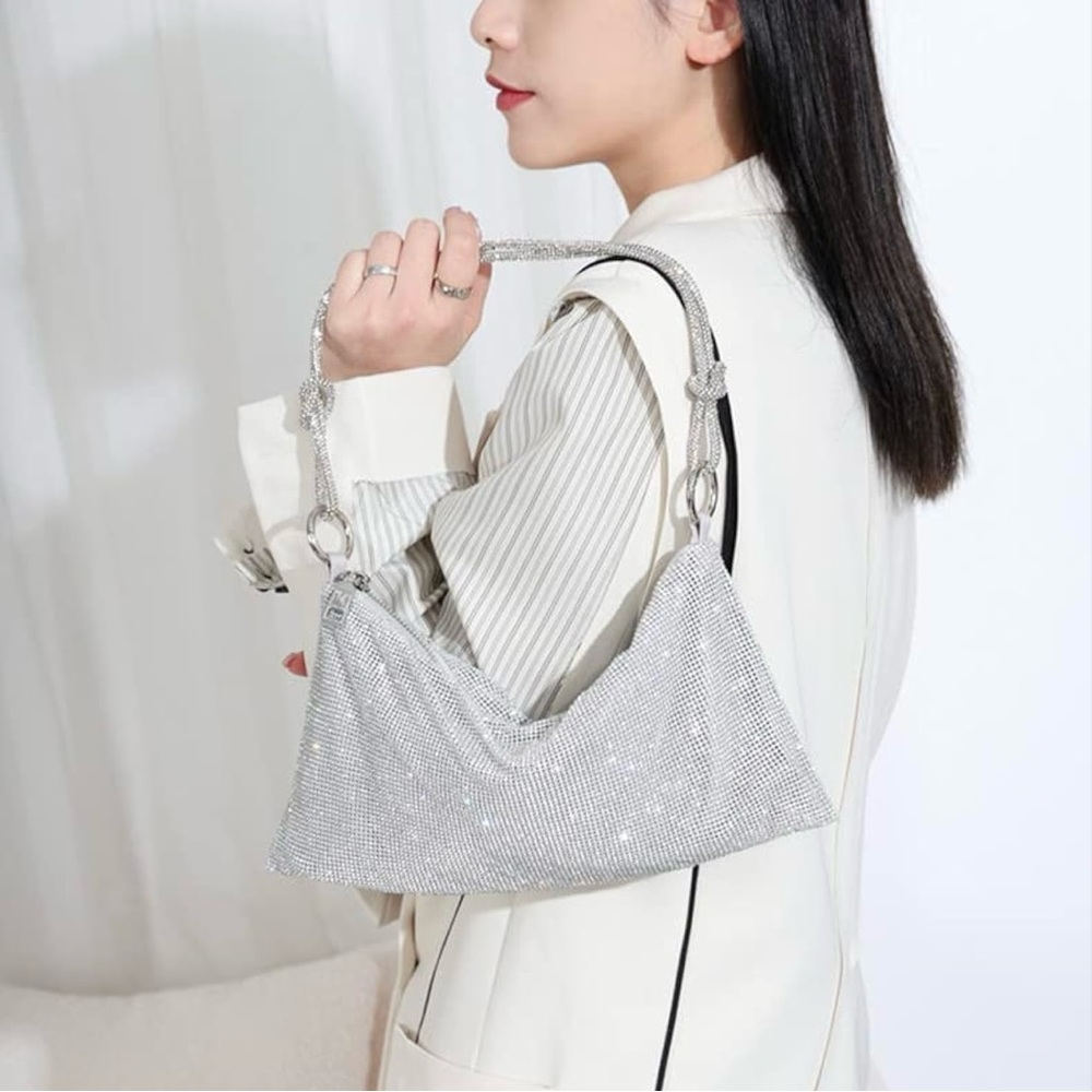 Silver Rhinestone Hobo Bag - Picture 2 of 12